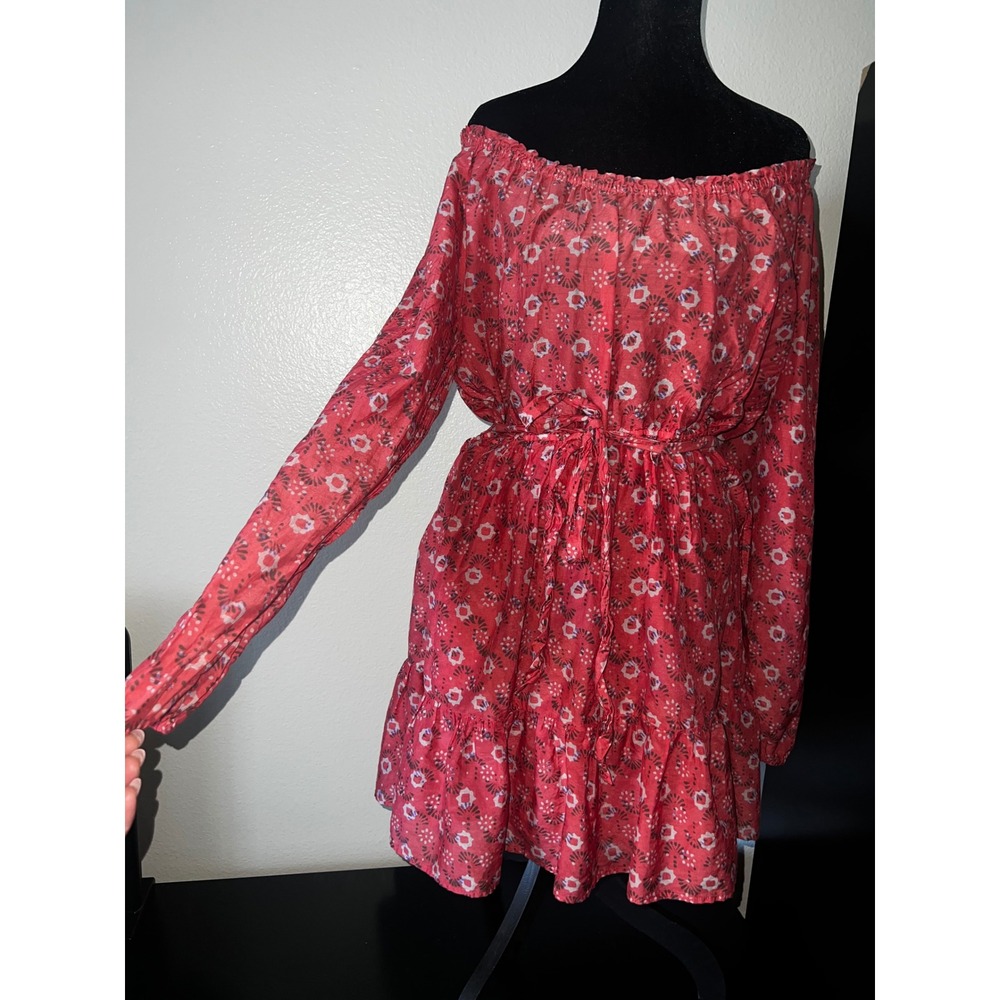 Xirena Jia Boho Coral Milkmade Cottagecore Long Sleeve Mini Dress